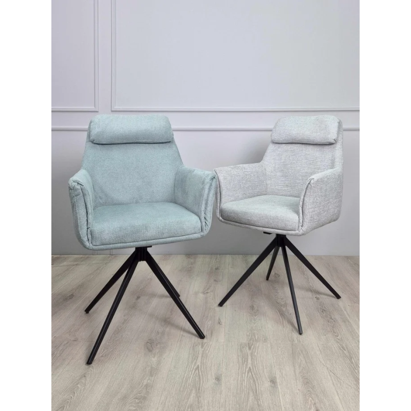 Стул с оборотом 180° Adrian черный каркас / Светло-серая ткань (20757-01)