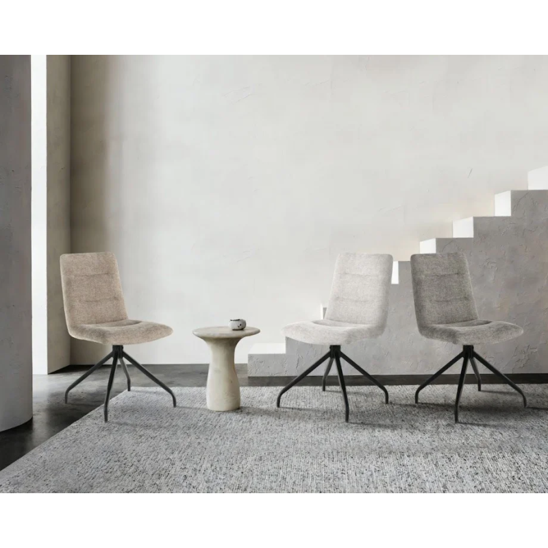 Стул кухонный DAMIR с поворотным механизмом на 180° Черный каркас/Светло-серая ткань (21278-01)