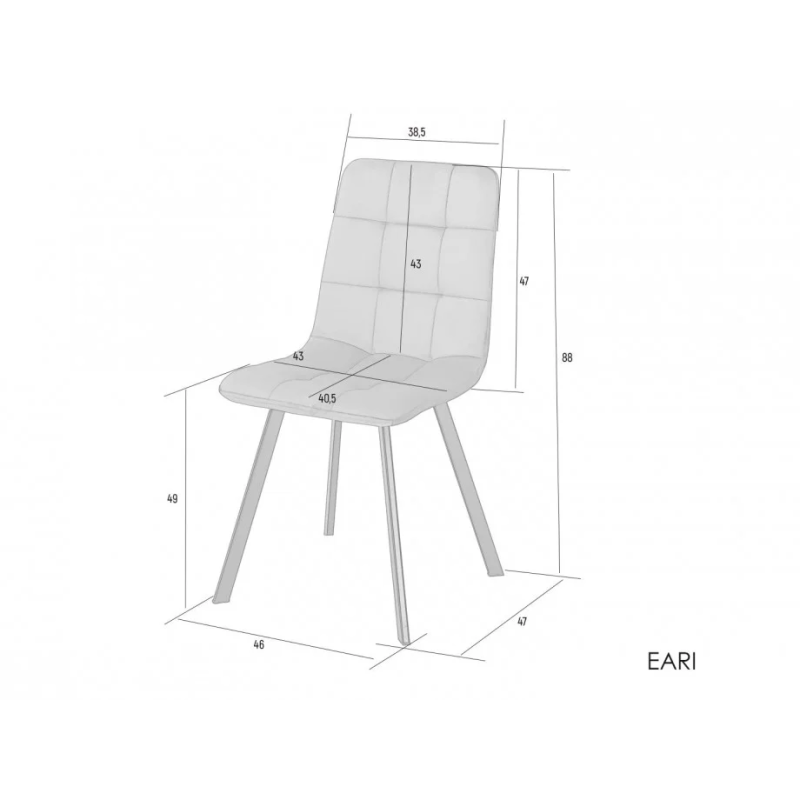 Стул кухонный EARI черный каркас/серый велюр CDBL-14 (16634-01)