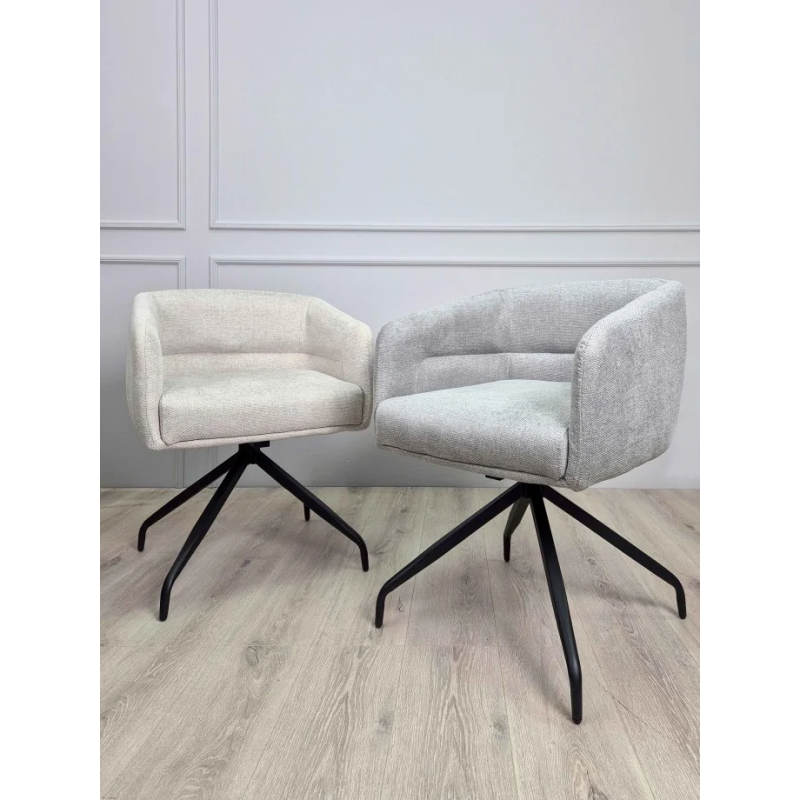 Стул с оборотом на 180º EMMA Черный каркас / Бежевая ткань (20270-01)