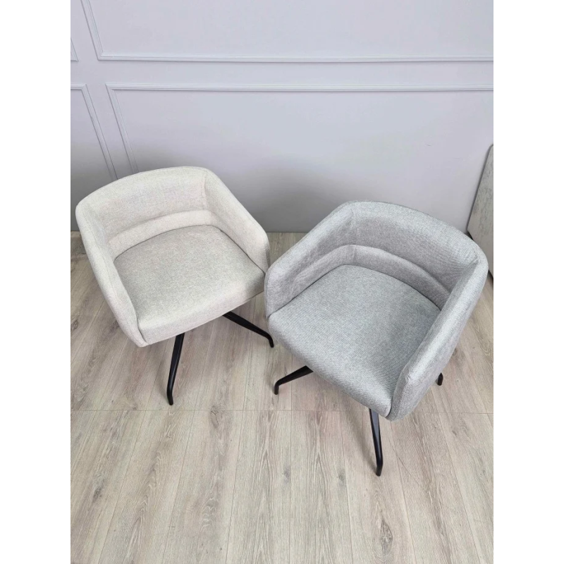 Стул с оборотом на 180º EMMA Черный каркас / Светло-серая ткань (20271-01)