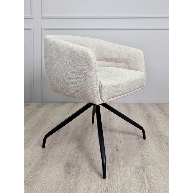 Стул с оборотом на 180º EMMA Черный каркас / Бежевая ткань (20270-01)