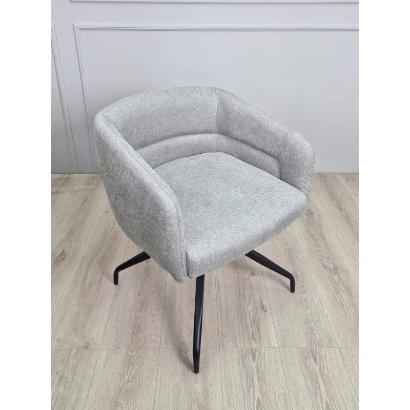 Стул с оборотом на 180º EMMA Черный каркас / Светло-серая ткань (20271-01)