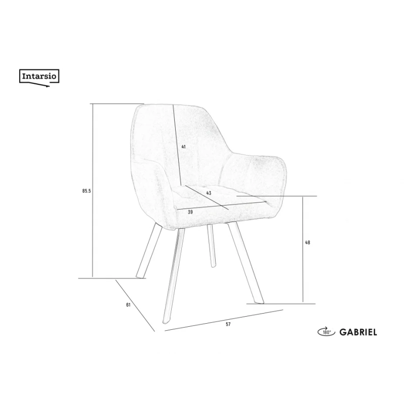 Стул кухонный GABRIEL черный каркас/белая тк. поворот 180° (20120-01)