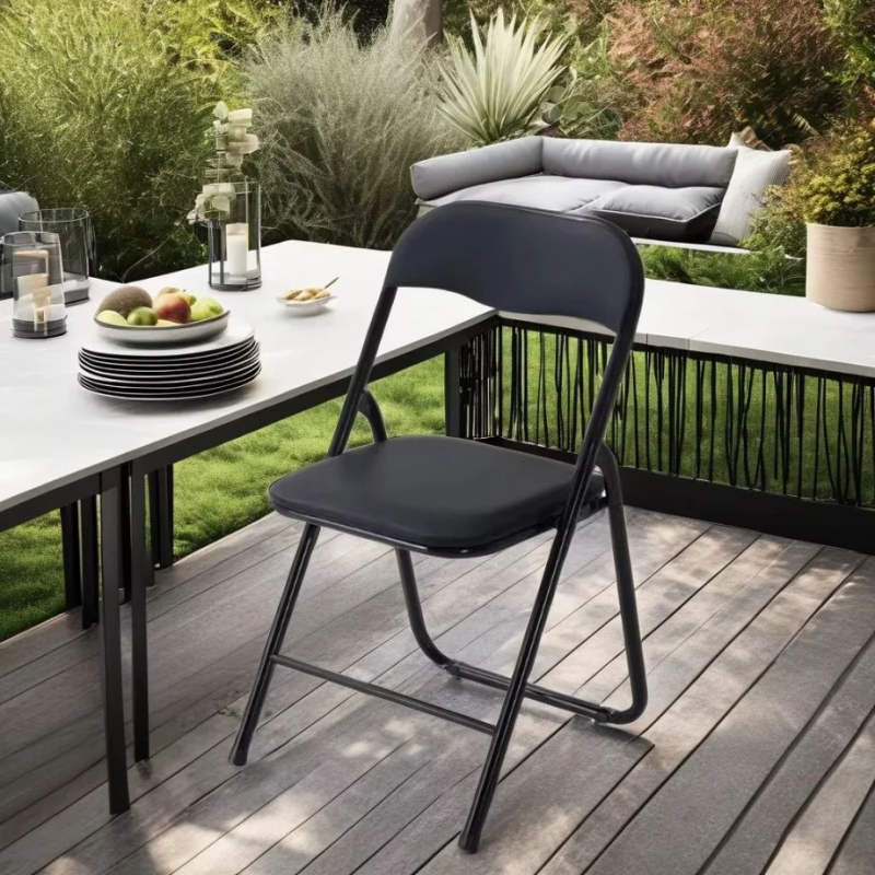 Стул складной TIKO Черный металл / Черная Экокожа (16636-01)