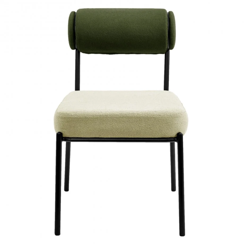 Стул обеденный TOTORO Черный каркас / Светло-зеленая / Зеленая ткань букле (20770-01)