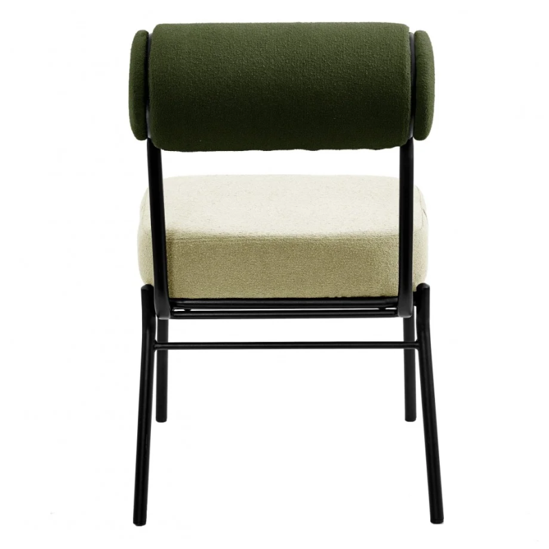 Стул обеденный TOTORO Черный каркас / Светло-зеленая / Зеленая ткань букле (20770-01)