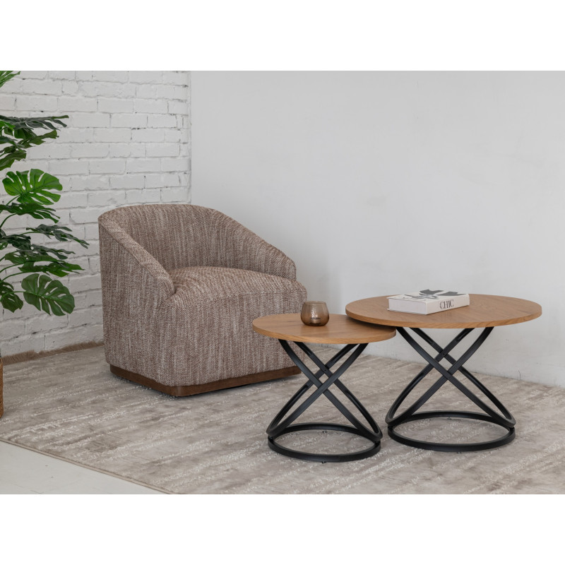 Комплект журнальных столов CT-55 Ливио дуб + черный Vetro Mebel