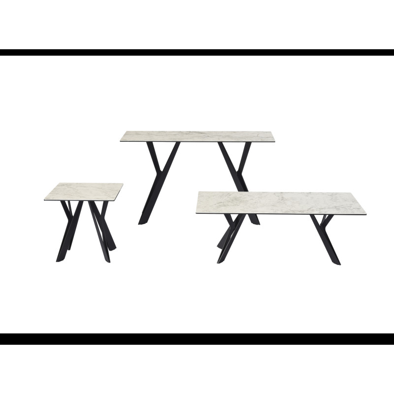 Konsola Teo Bianco Carrara + czarna Vetro Mebel