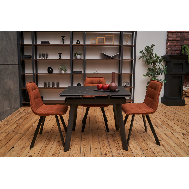 Керамический стол TM-80 черный оникс + черный Vetro Mebel