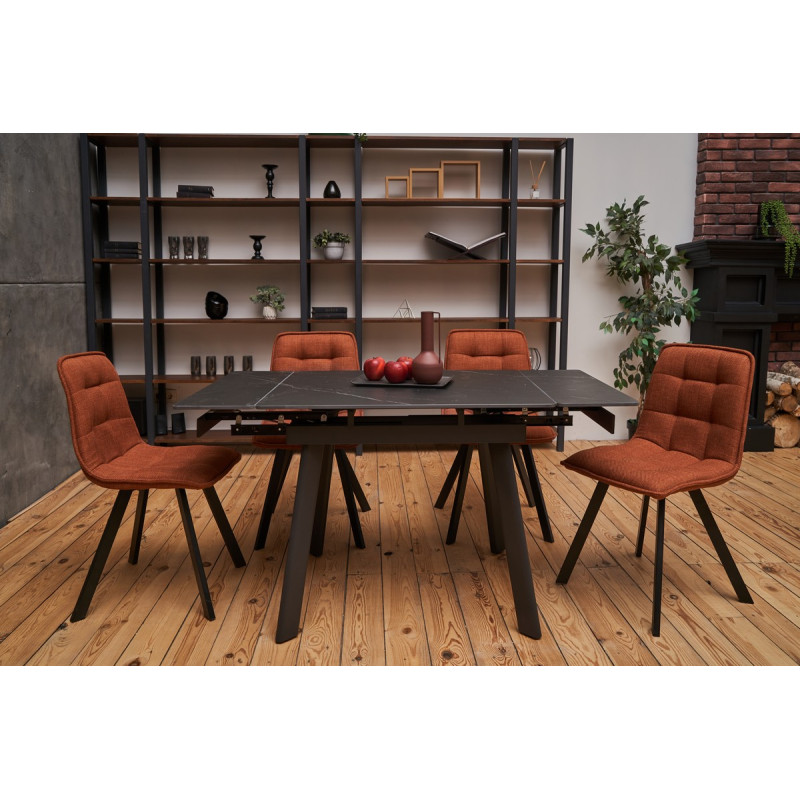 Керамический стол TM-80 черный оникс + черный Vetro Mebel