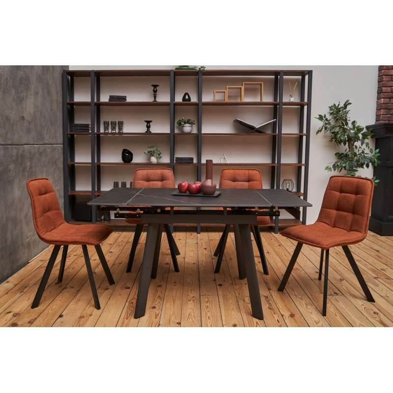 Керамический стол TM-80 черный оникс + черный Vetro Mebel