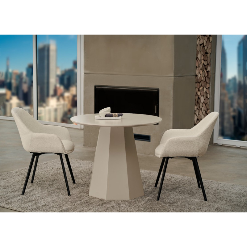 Стол круглый полиуретановый МДФ TM-200-1 – теплый песок Vetro Mebel