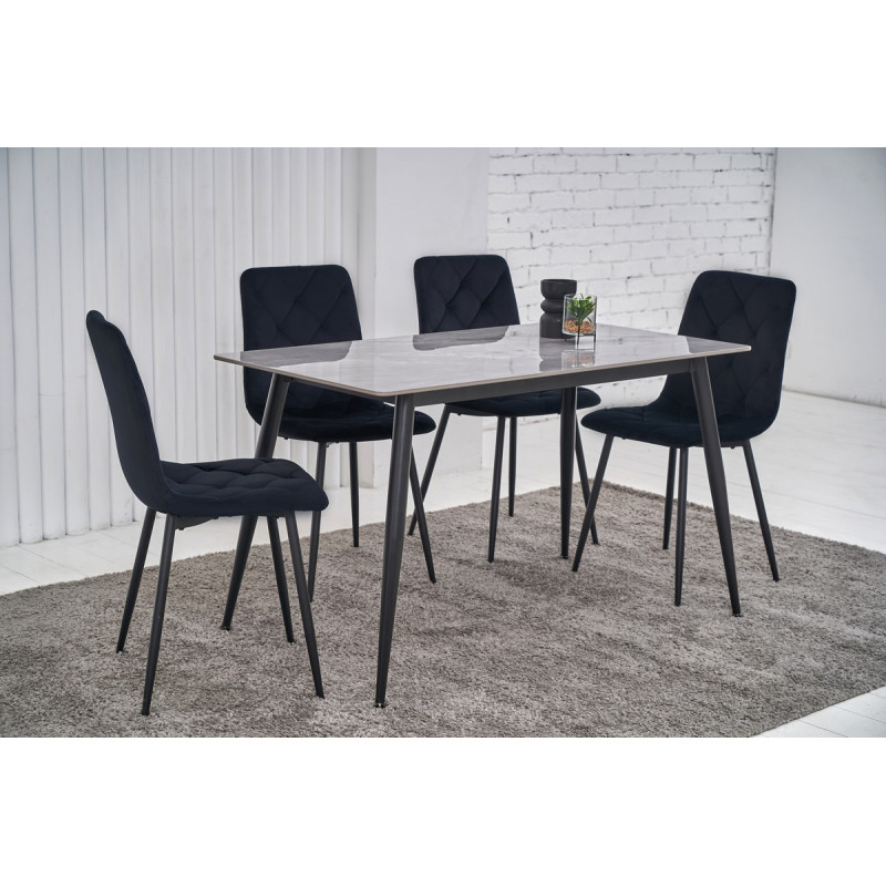 Обідній керамічний стіл TM-100 ребекка грей + чорний Vetro Mebel