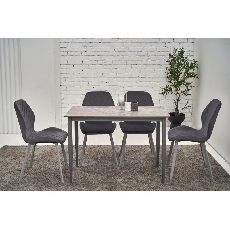 Обеденный керамический стол TM-110 ребекка грей серый Vetro Mebel