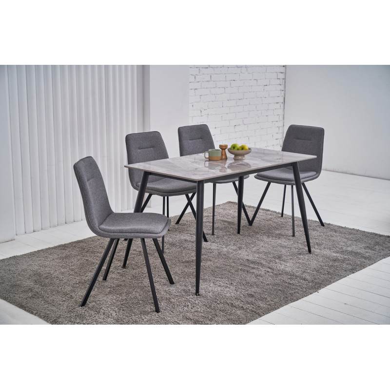 Обеденный керамический стол TM-100 калакатта грей + черный Vetro Mebel