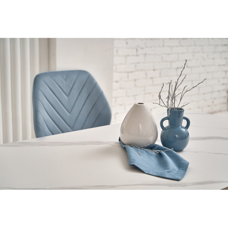 Обідній керамічний стіл TM-110 білий мармур + білий Vetro Mebel