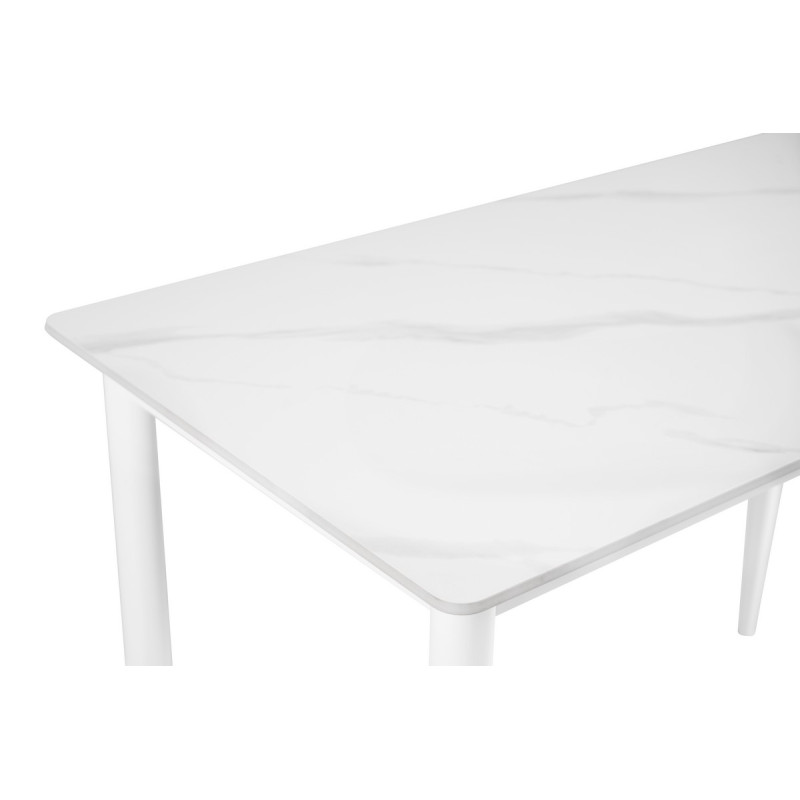 Обідній керамічний стіл TM-110 білий мармур + білий Vetro Mebel