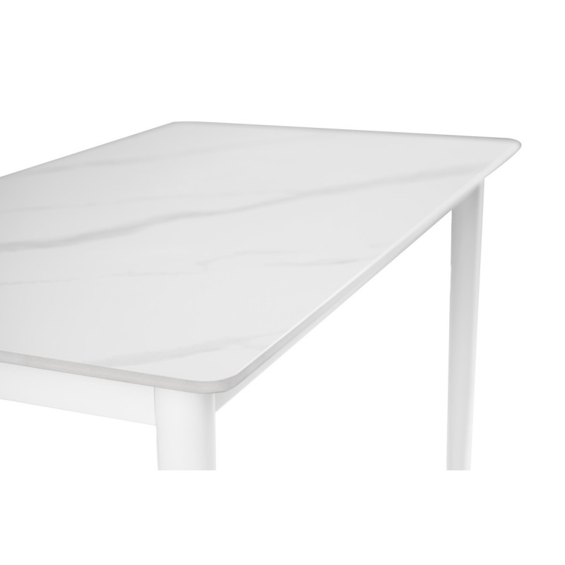 Обідній керамічний стіл TM-110 білий мармур + білий Vetro Mebel