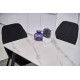 Обеденный керамический стол TM-100 белый мрамор + черный Vetro Mebel