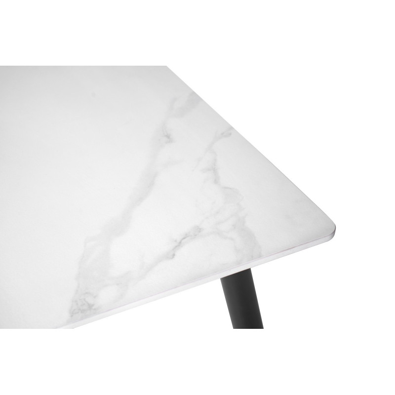 Обеденный керамический стол TM-100 белый мрамор + черный Vetro Mebel
