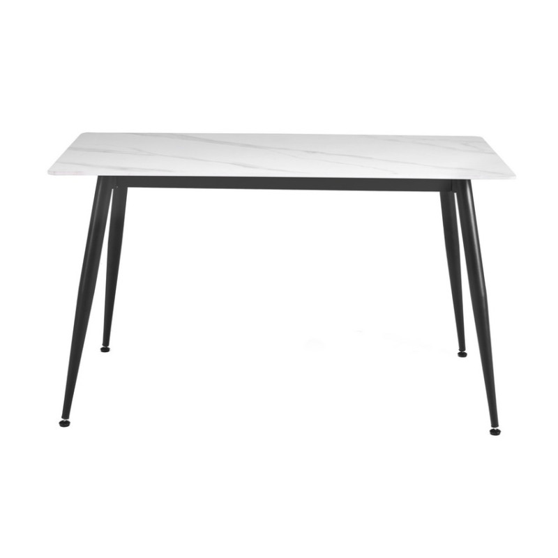 Обеденный керамический стол TM-100 белый мрамор + черный Vetro Mebel