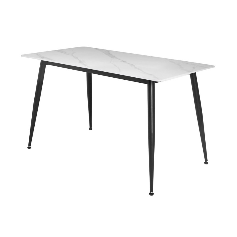 Обеденный керамический стол TM-100 белый мрамор + черный Vetro Mebel