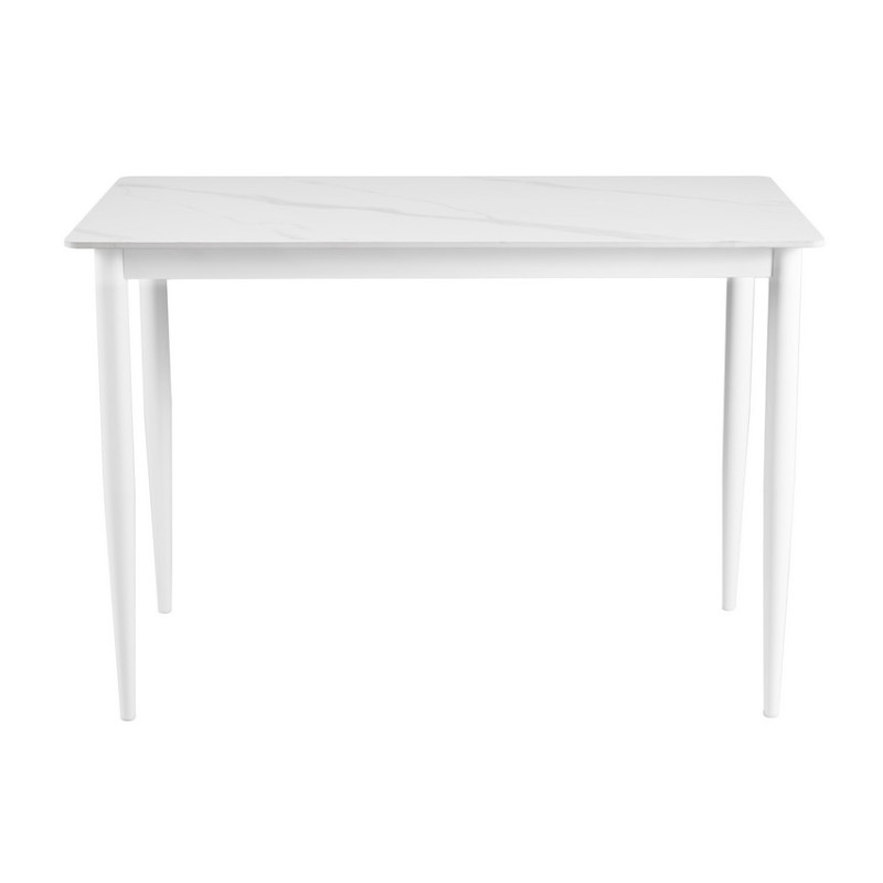 Обідній керамічний стіл TM-110 білий мармур + білий Vetro Mebel