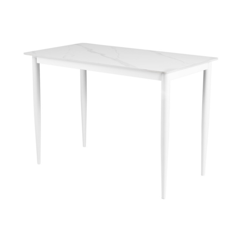 Обідній керамічний стіл TM-110 білий мармур + білий Vetro Mebel
