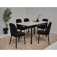 Керамический стол TM-76 белый мрамор + черный Vetro Mebel