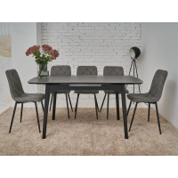 Керамический стол TM-76 петра грей + черный Vetro Mebel