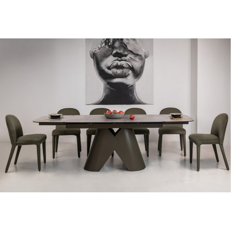 Керамический стол Парис TML-997 айрон бронз + коричневый Vetro Mebel