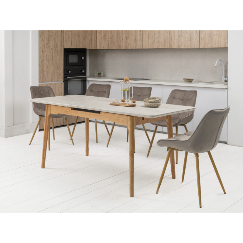 Керамический стол TM-89 травертин + дуб Vetro Mebel