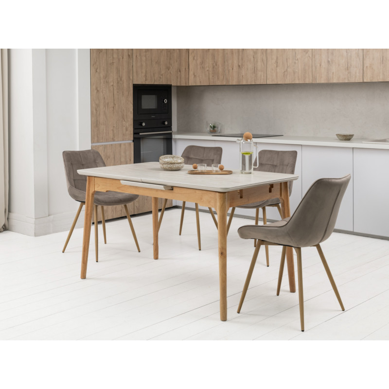 Керамический стол TM-89 травертин + дуб Vetro Mebel