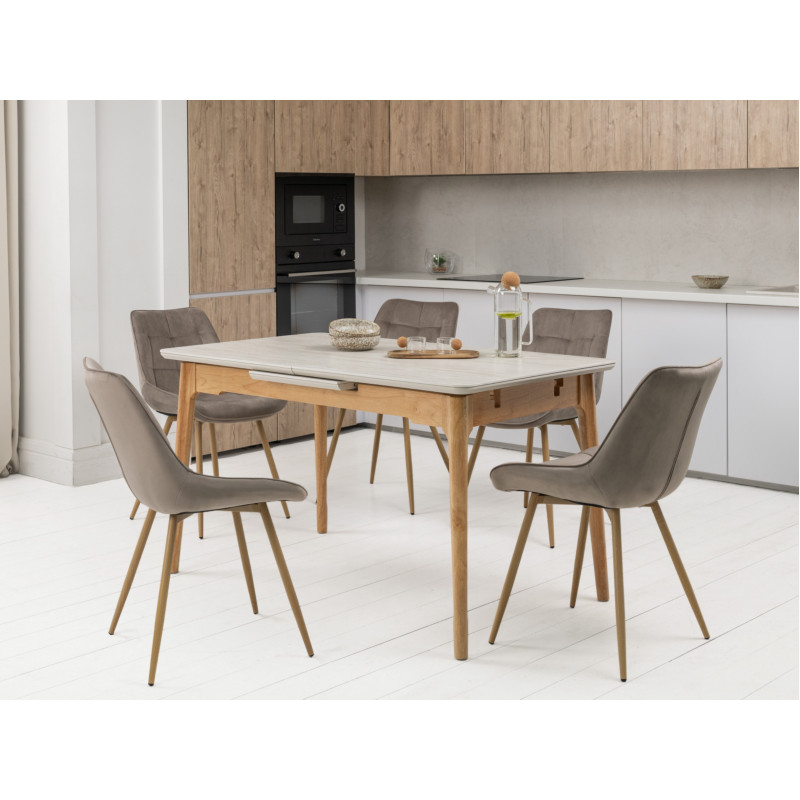 Керамический стол TM-89 травертин + дуб Vetro Mebel