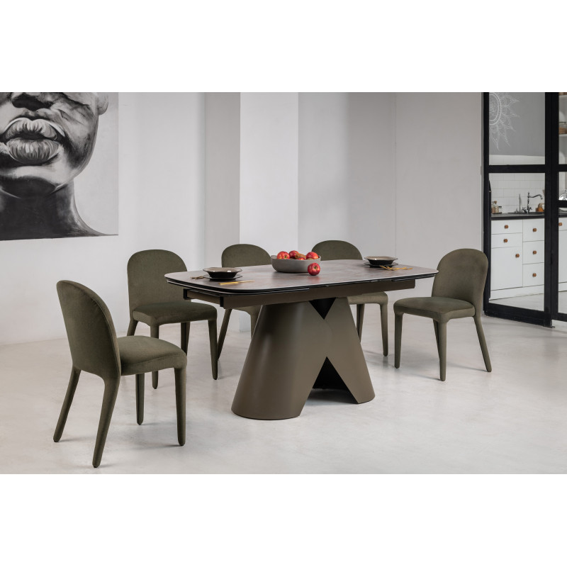 Керамический стол Парис TML-997 айрон бронз + коричневый Vetro Mebel