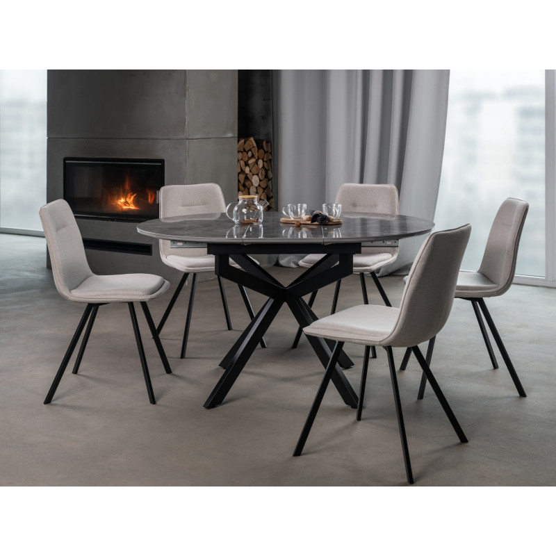 Керамічний стіл Офелія TML-1250 спайдер грей +  чорний Vetro Mebel