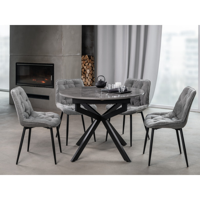 Керамічний стіл Офелія TML-1250 спайдер грей +  чорний Vetro Mebel