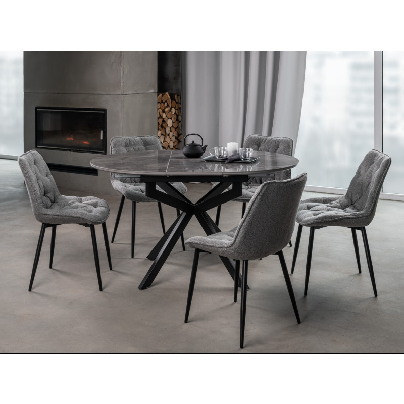 Керамічний стіл Офелія TML-1250 спайдер грей +  чорний Vetro Mebel