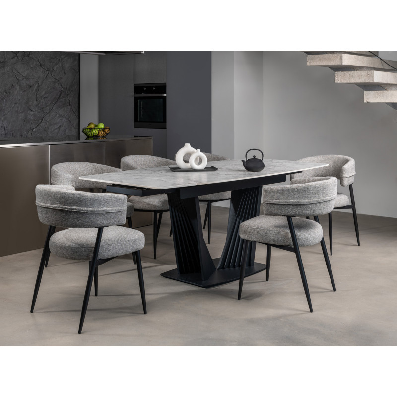 Керамічний стіл Феліче TML-1000-1 клауді грей + чорний Vetro Mebel