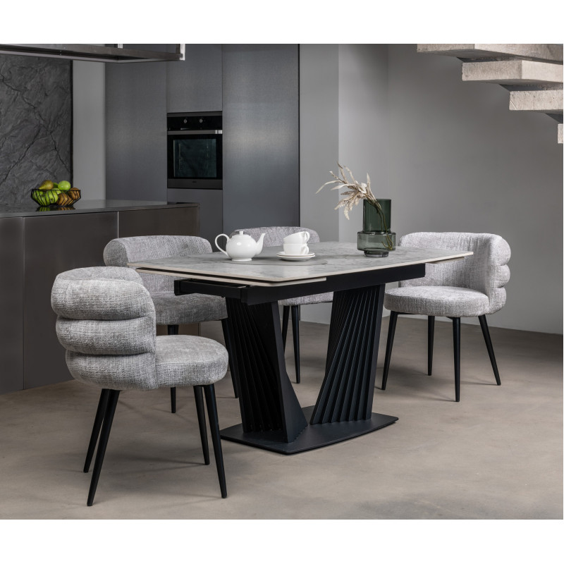 Керамічний стіл Феліче TML-1000-1 клауді грей + чорний Vetro Mebel