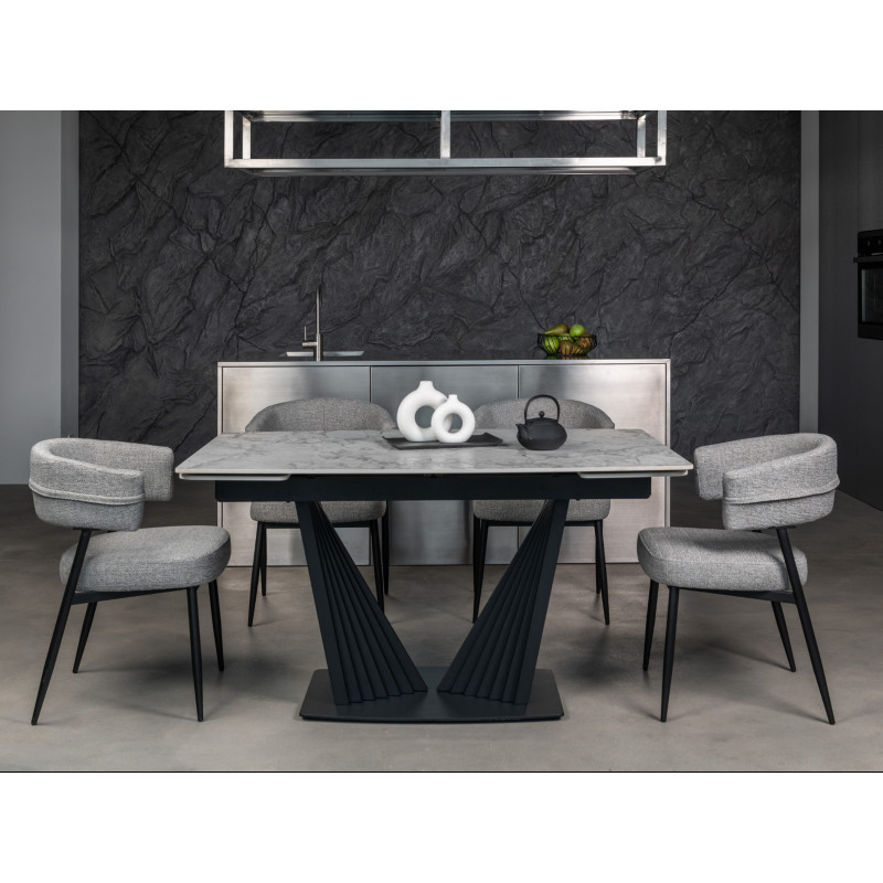 Керамічний стіл Феліче TML-1000-1 клауді грей + чорний Vetro Mebel