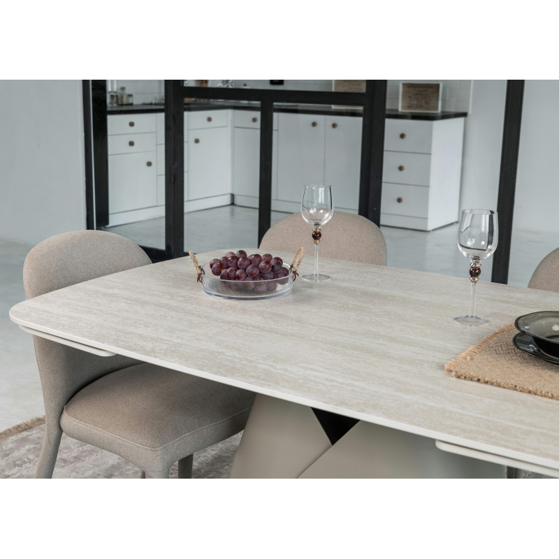 Керамический стол Парис TML-997-1 крема марфиль + бежевый Vetro Mebel