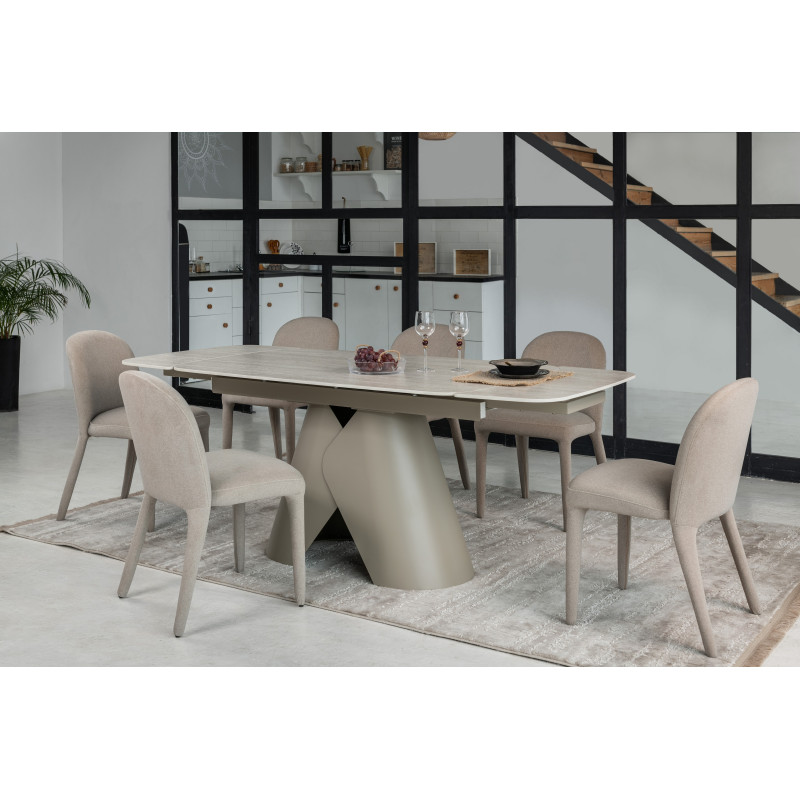 Керамический стол Парис TML-997-1 крема марфиль + бежевый Vetro Mebel