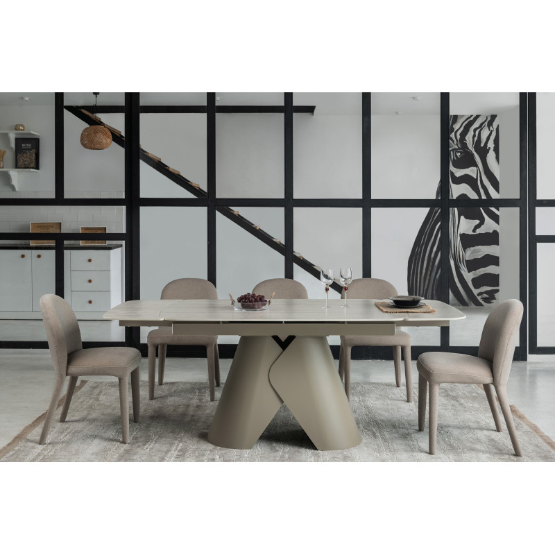 Керамический стол Парис TML-997-1 крема марфиль + бежевый Vetro Mebel