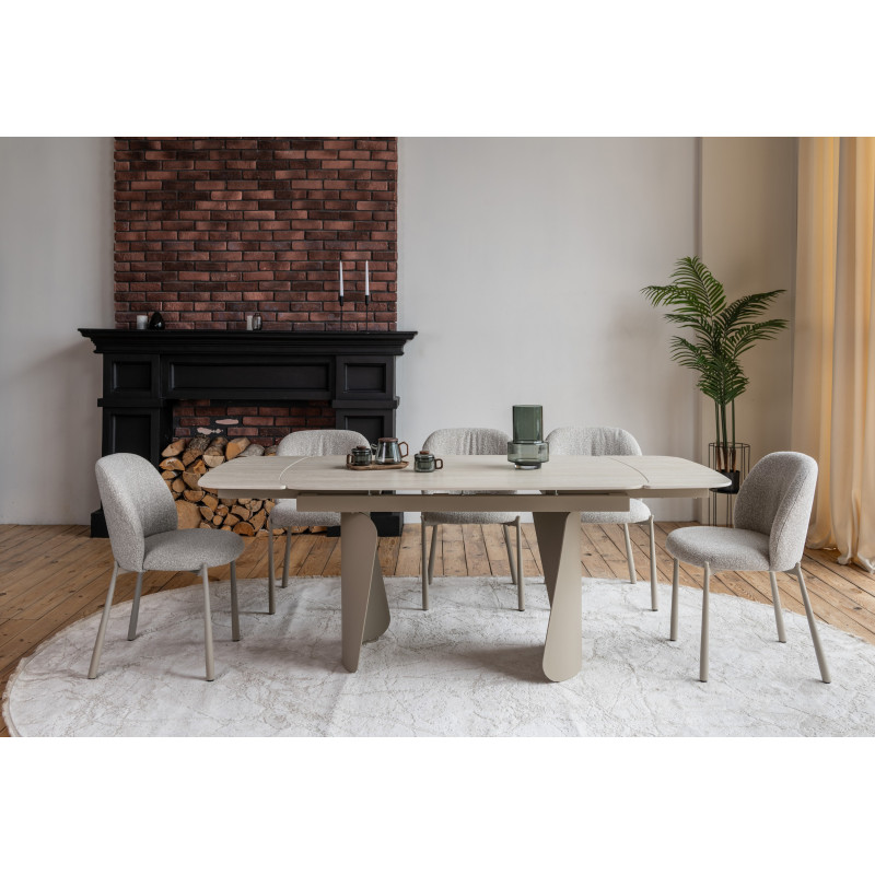 Керамический стол Нардо TML-1270 крема марфиль + бежевый Vetro Mebel