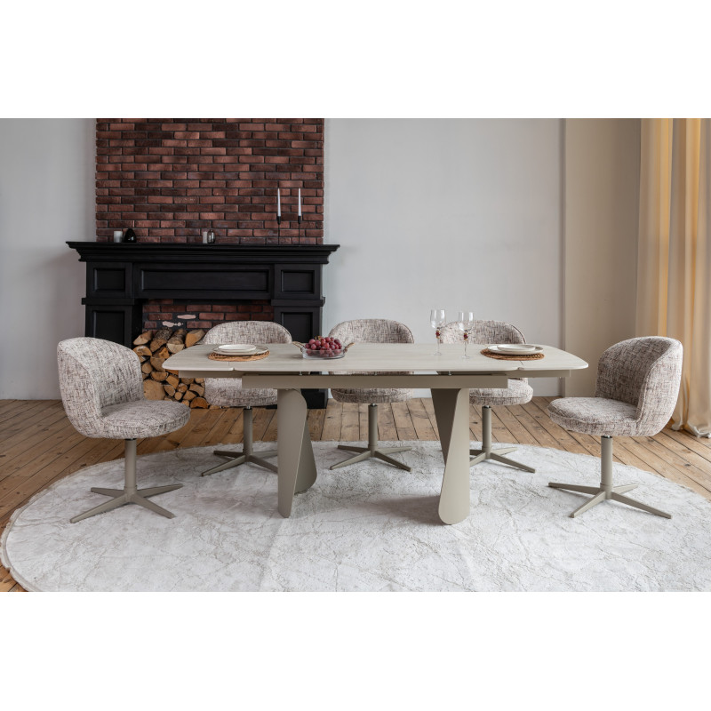 Керамический стол Нардо TML-1270 крема марфиль + бежевый Vetro Mebel