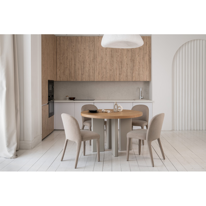 Стол шпонированный МДФ Амбра TM-235 ясень + теплый песок Vetro Mebel