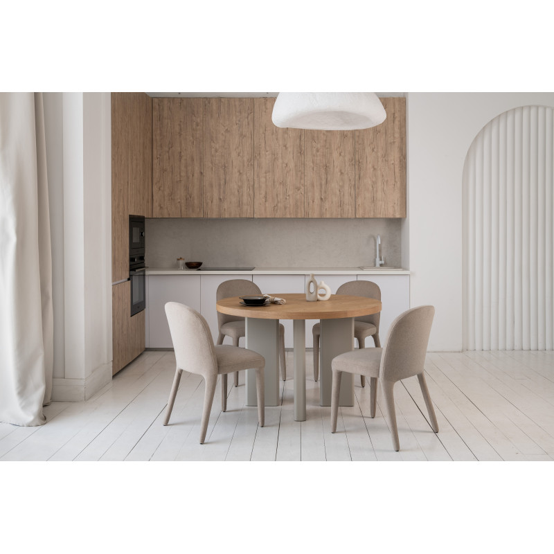 Стол шпонированный МДФ Амбра TM-235 ясень + теплый песок Vetro Mebel