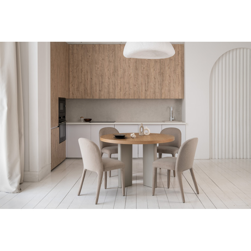 Стол шпонированный МДФ Амбра TM-235 ясень + теплый песок Vetro Mebel